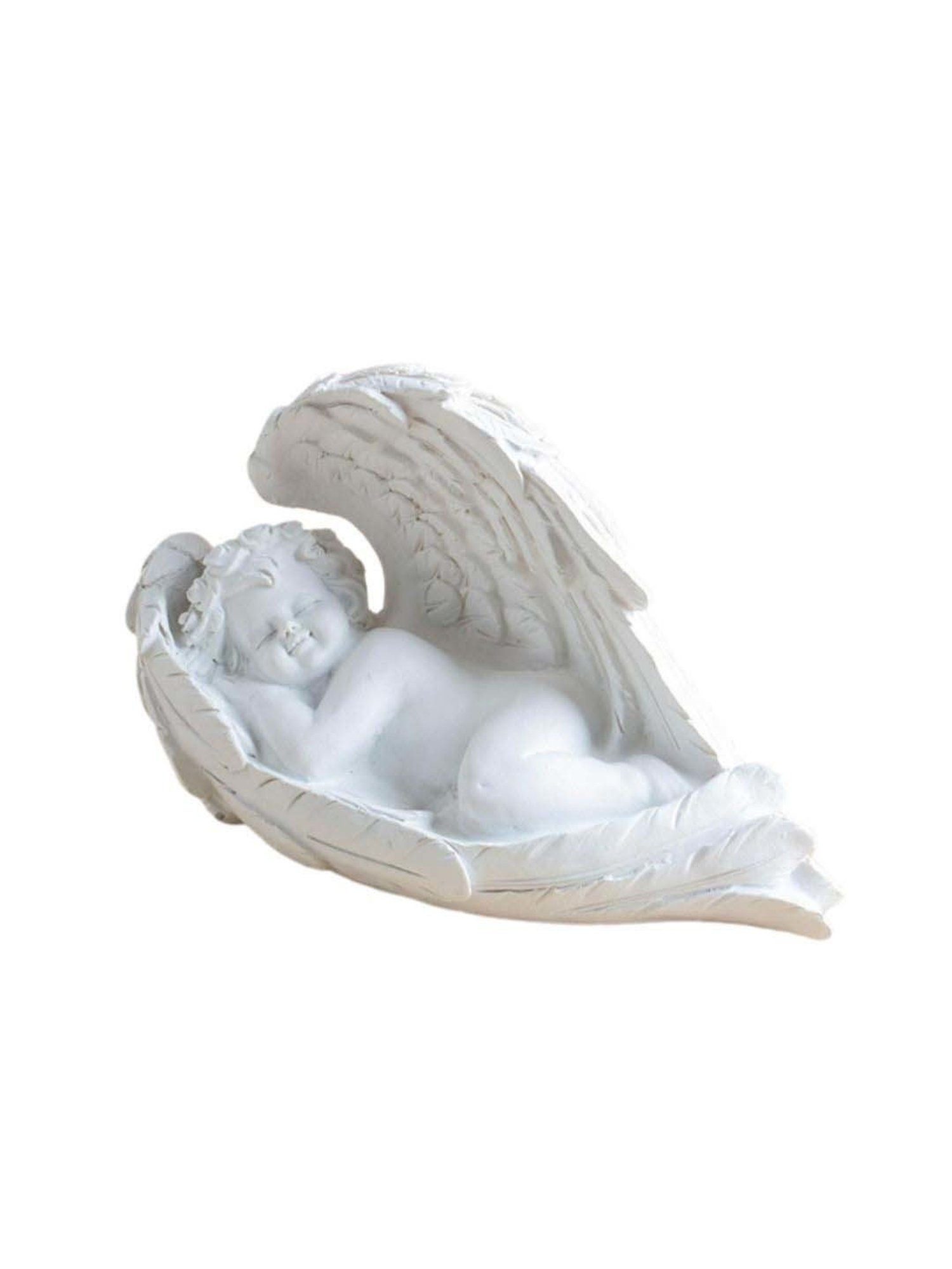 Nestasia Beautifully Crafted White Resin Made Sleeping Angel With Wings Statue I Perfect For Gifting