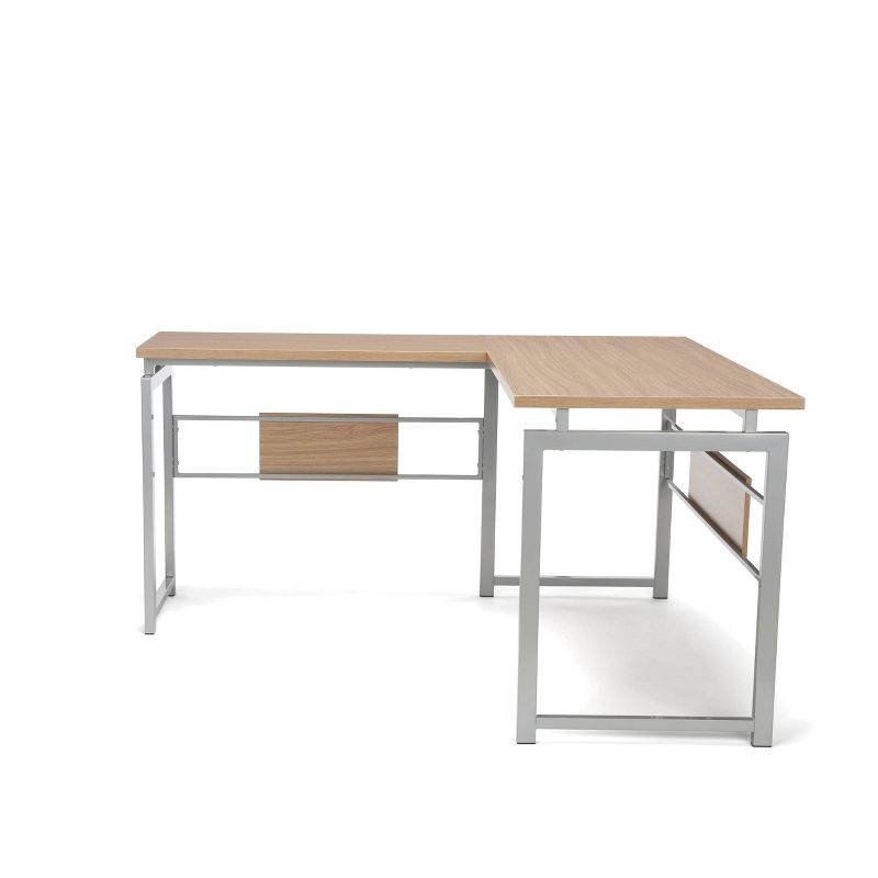 L Desk with Metal Legs Harvest Brown/Silver - OFM