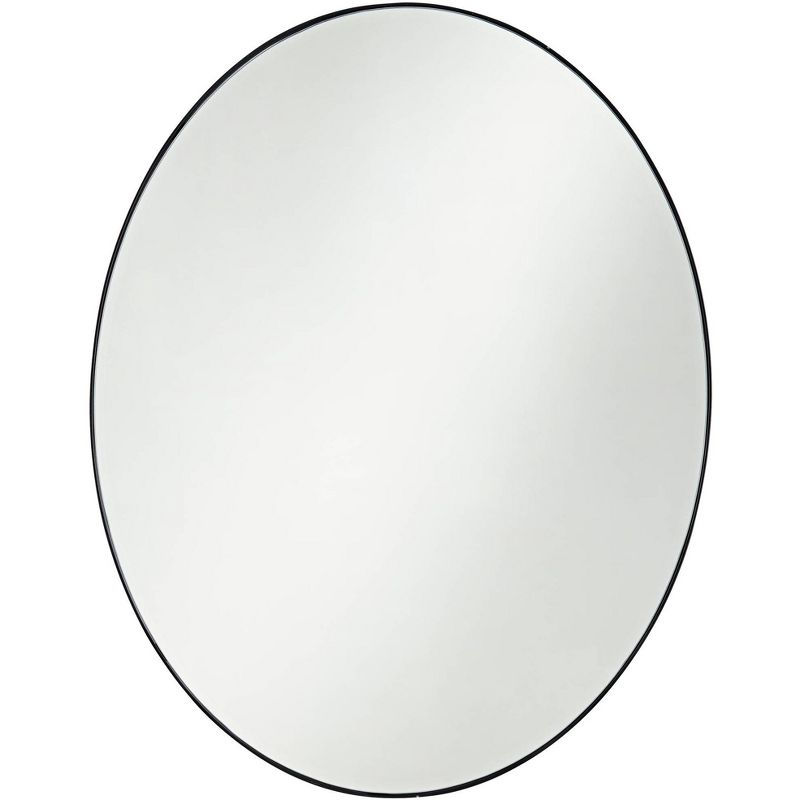 Noble Park Aryn Matte Black Metal 23 1/2" x 30" Oval Wall Mirror
