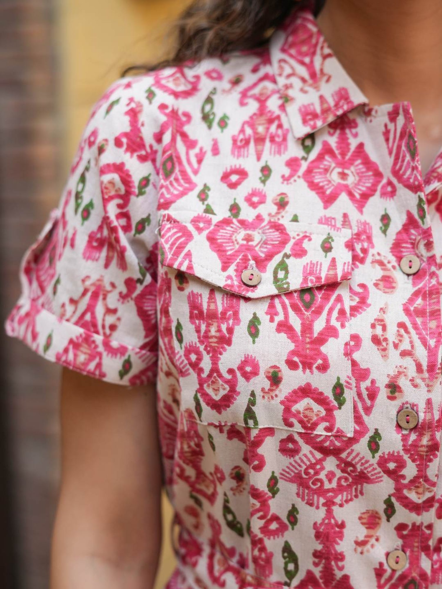 Rain and Rainbow Pink Cotton Printed Shirt & Pant Set