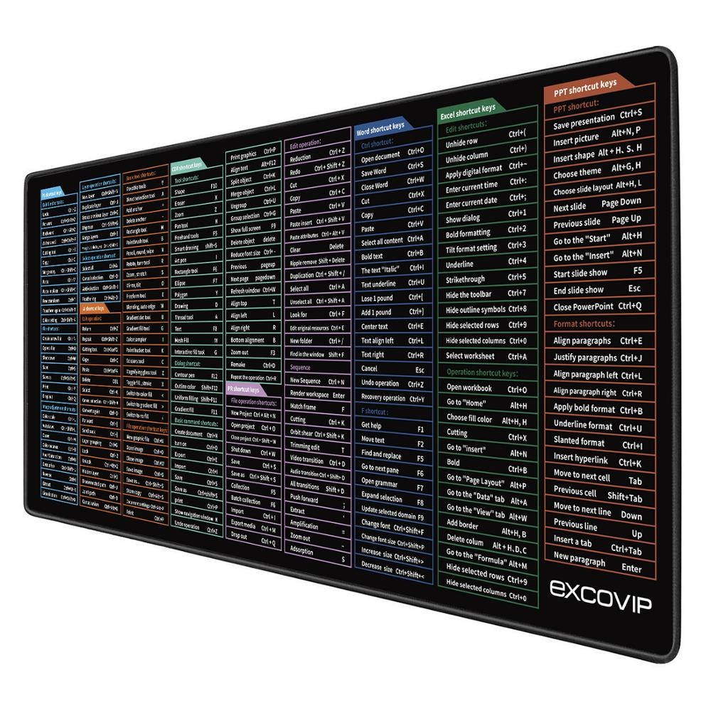 Gaming Mouse Pad Gamer Keyboard Shortcuts Mousepads Large Mouse Mat XXL Computer Laptop Game Office Desk Pad 35.4*15.7in