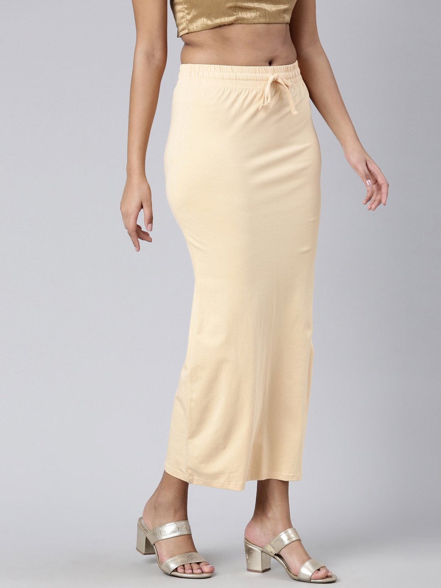 JCSS Cream Cotton Saree Shapewear