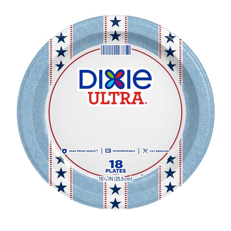 Dixie Ultra Stars Stripes Disposable Plates - 10" - 18ct
