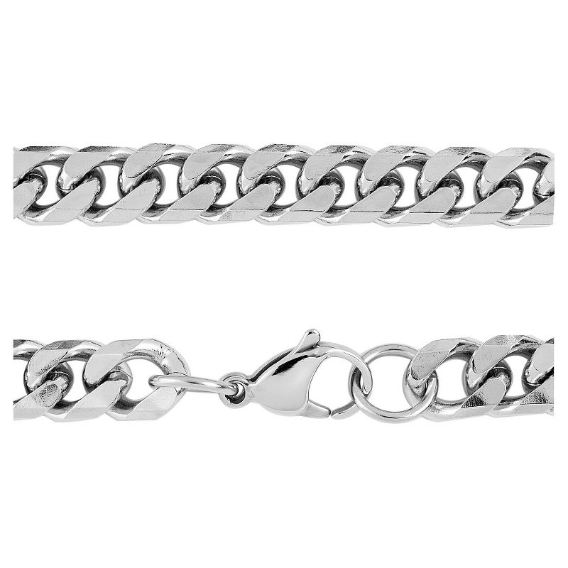 Men's West Coast Jewelry Stainless Steel Beveled Cuban Link Chain (6.4mm)