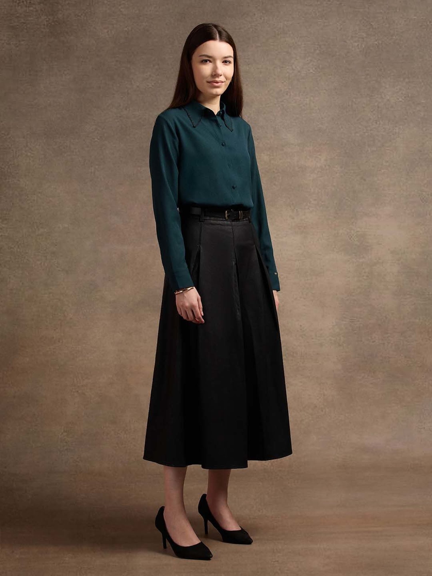 Annabelle by Pantaloons Black Polka Dots Shirt