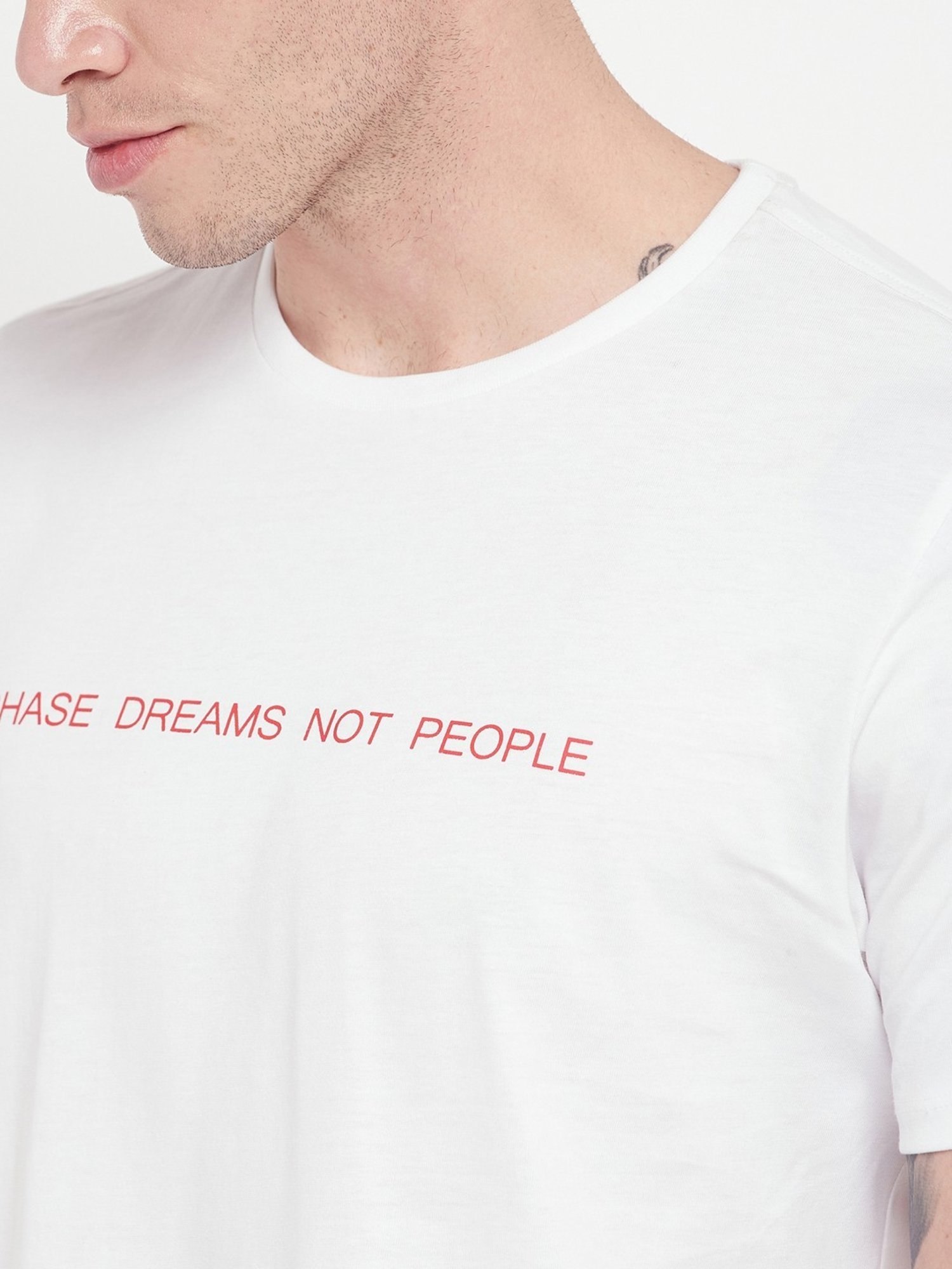 Edrio White Cotton Relaxed Fit Printed T-Shirt