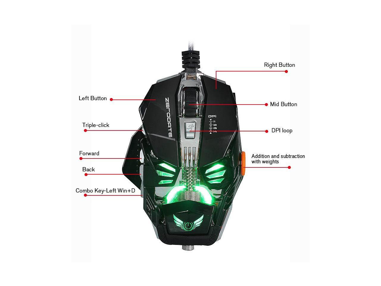 Mechanical Wired Gaming Mouse 8 Button 2500DPI A5050 Chip Macros Programming Optical Computer Mouse for Laptop PC Gamer