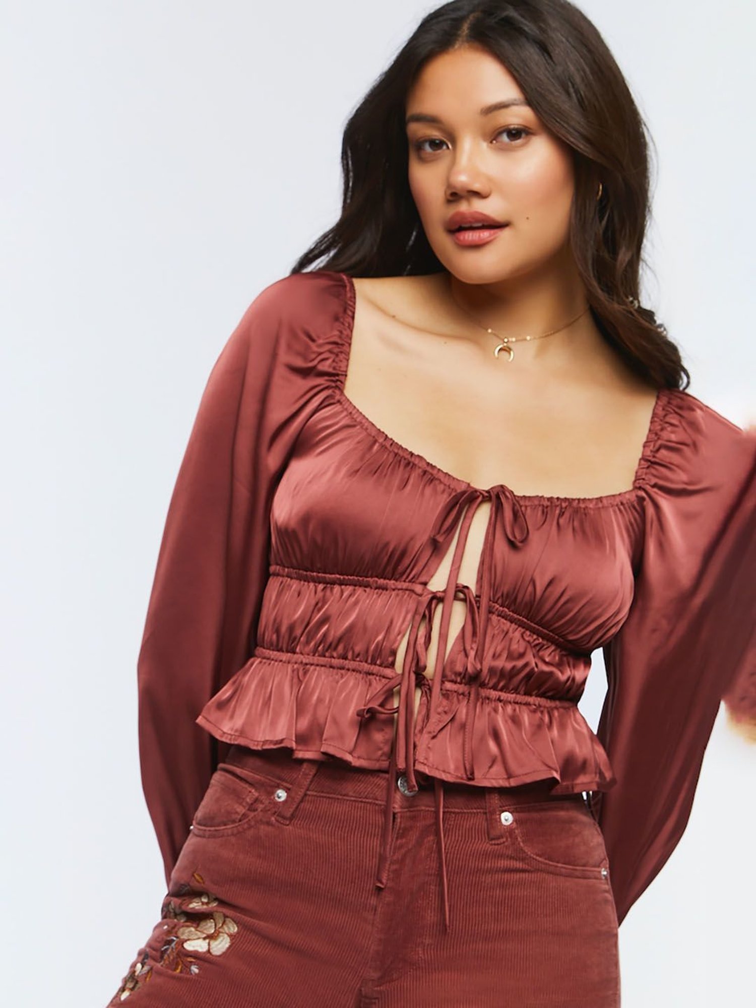 Forever 21 Maroon Regular Fit Crop Top