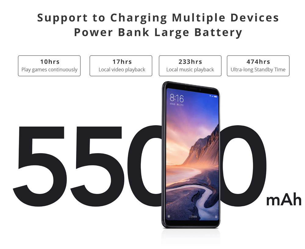 Xiaomi Mi Max 3 6.9 Inch 4GB 64GB 12.0MP+5.0MP Qualcomm Snapdragon 636 Octa Core 4G LTE Smartphone Type-C 5500mAh