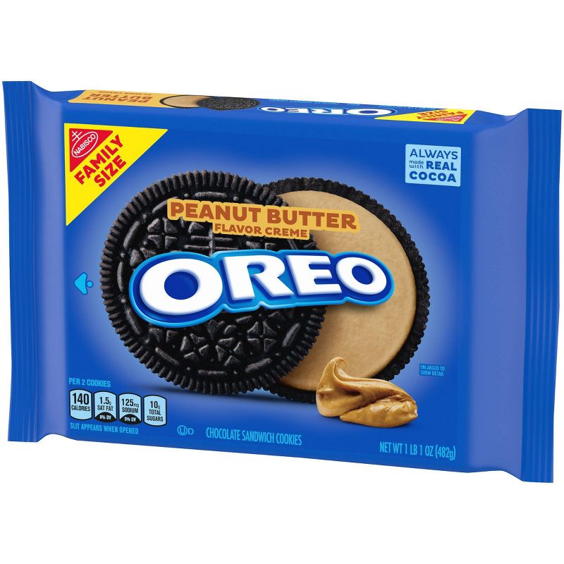 Oreo Peanut Butter Flavor Creme Chocolate Sandwich Cookies Family Size - 17oz