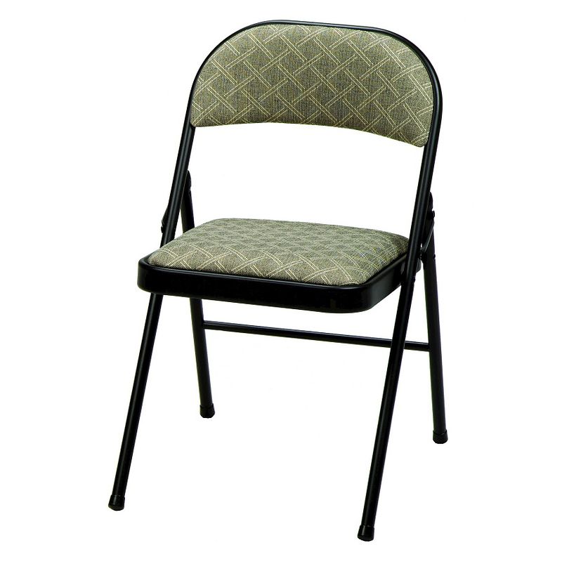 4pc Deluxe Fabric Padded Folding Chairs Lace Frame and Zuni Fabric Black - Sudden Comfort