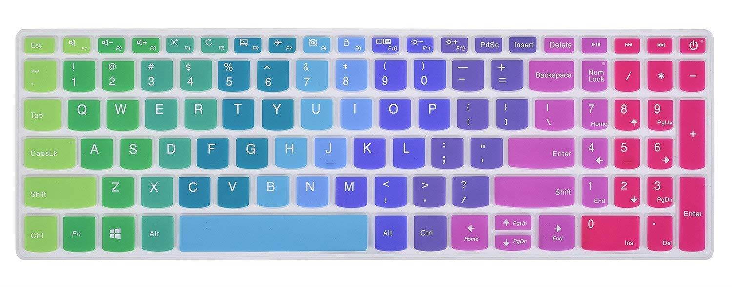 Ultra Thin Lenovo Keyboard Cover for 2018 Flagship Lenovo ideapad 320 15.6" Laptop, Lenovo ideapad 520 15.6", Lenovo ideapad 320 17.3" Laptop, Rainbow