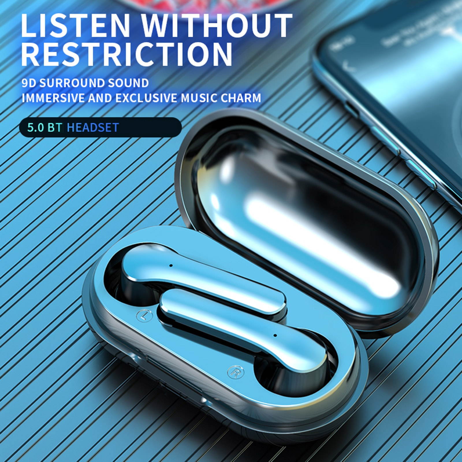 LB-20 Headphone Bluetooth 5.0 Mini Earbuds Waterproof Wireless Headsets Touch Control Noise Reduction HiFi Sound Sports Earphones