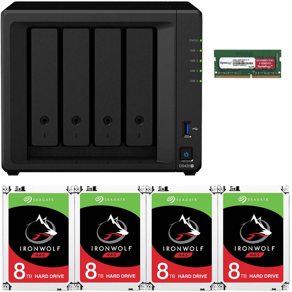Synology DS420+ DiskStation with 2GB RAM and 48TB (4 x 12TB) of Seagate Ironwolf NAS Drives Fully Assembled and Tested By CustomTechSales