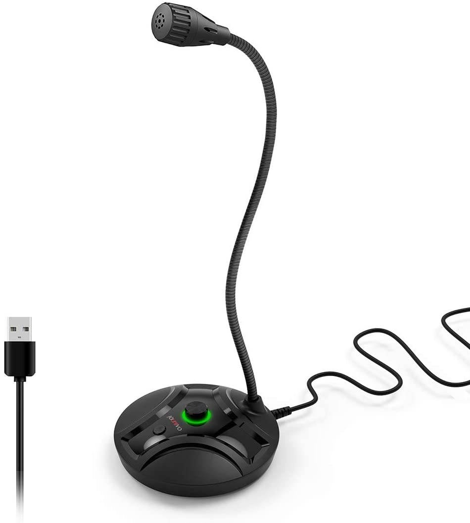 USB Computer Microphone with Mute Button & Volume Knob Compatible with PC Laptop Desktop Mac PS4, Play & Plug Gooseneck Mic Recording for Gaming, Streaming, YouTube, Vocal, Dictation