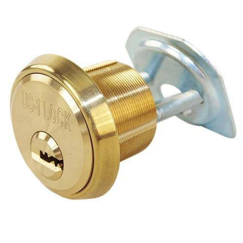 US-1 Lock (Like Mul-T-Lock) H1180315 Solid Rim/Mortise 1-1/8" Cylinder Combo (Interchangeable) Polished Brass US3 Finish With High Security 015 Keyway