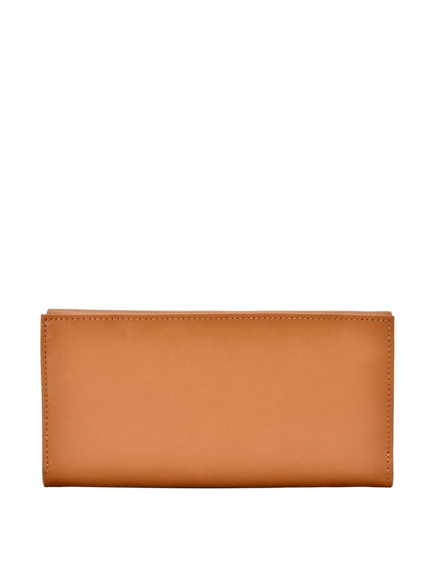 Eske Claire Tan Solid Tri-Fold Wallet for Women