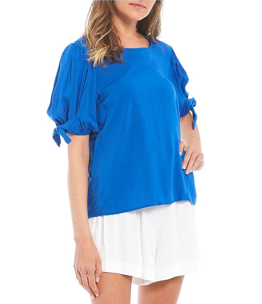 June & Hudson Short Tie Sleeve Knit Tee