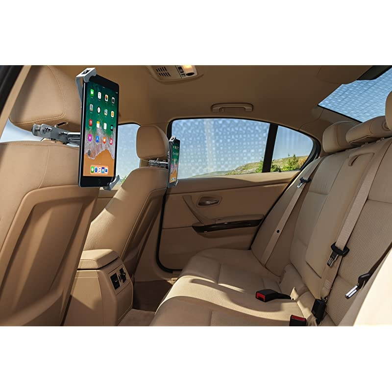 Car Headrest Mount AntiTheft Tablet Holder for Vehicles Rotating Back Seat Mount for iPad 102inch iPad ProiPad Mini iPad Gen 6iPad 5 iPad AirGalaxy More Silver
