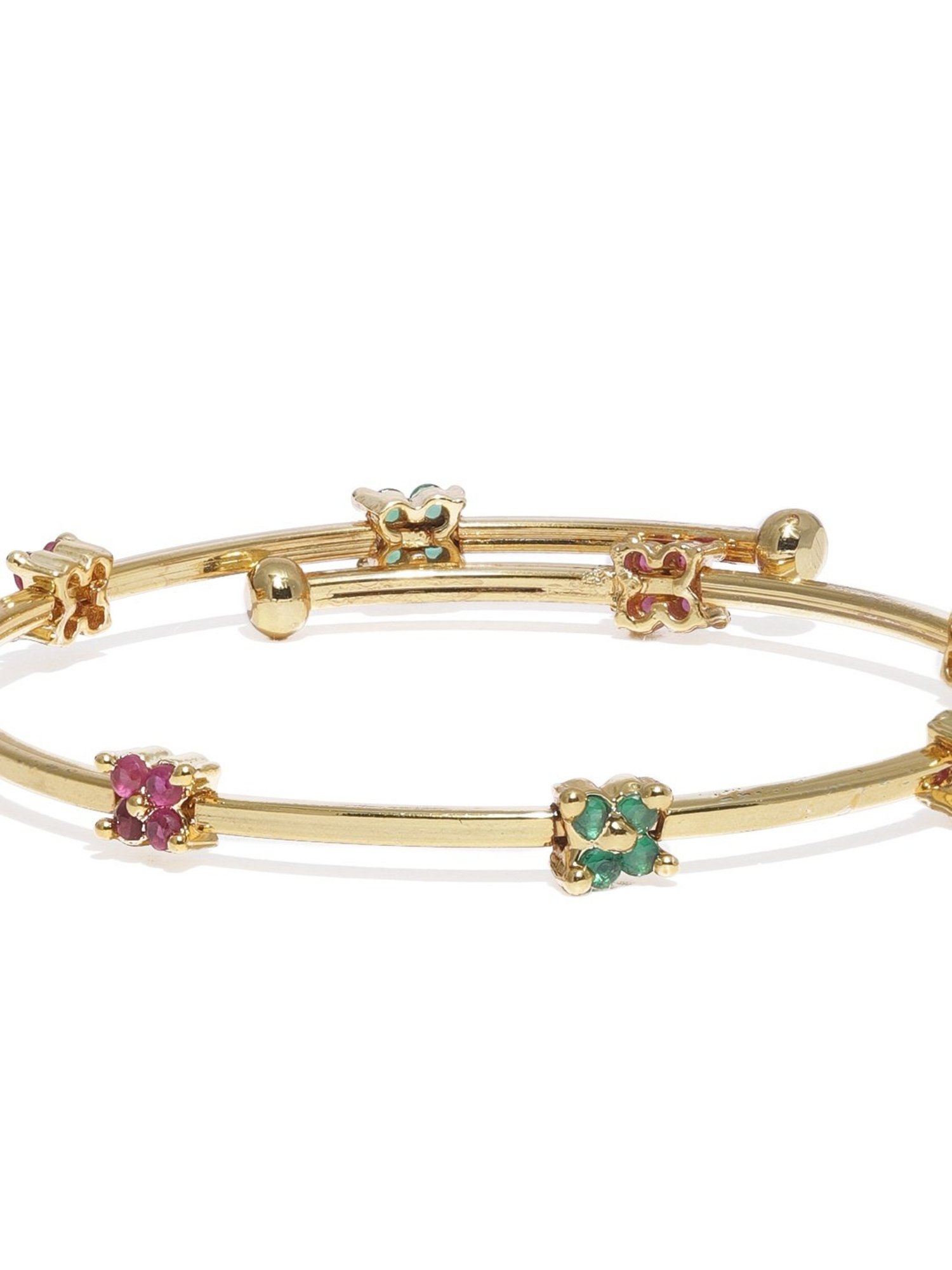 Zaveri Pearls Gold Tone Cubic Zirconia Contemporary Style Kada-ZPFK9435