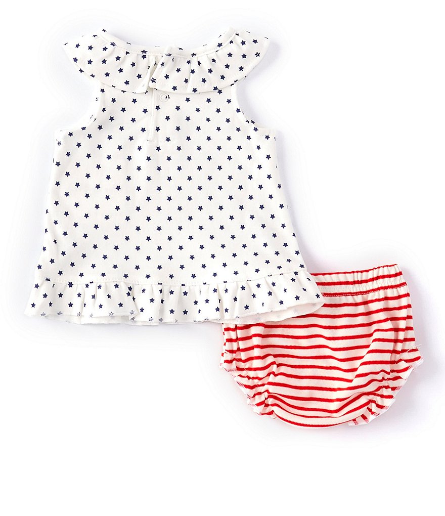 Starting Out Baby Girls Newborn-9 Months Americana Stars Top & Stripe Diaper Cover Set