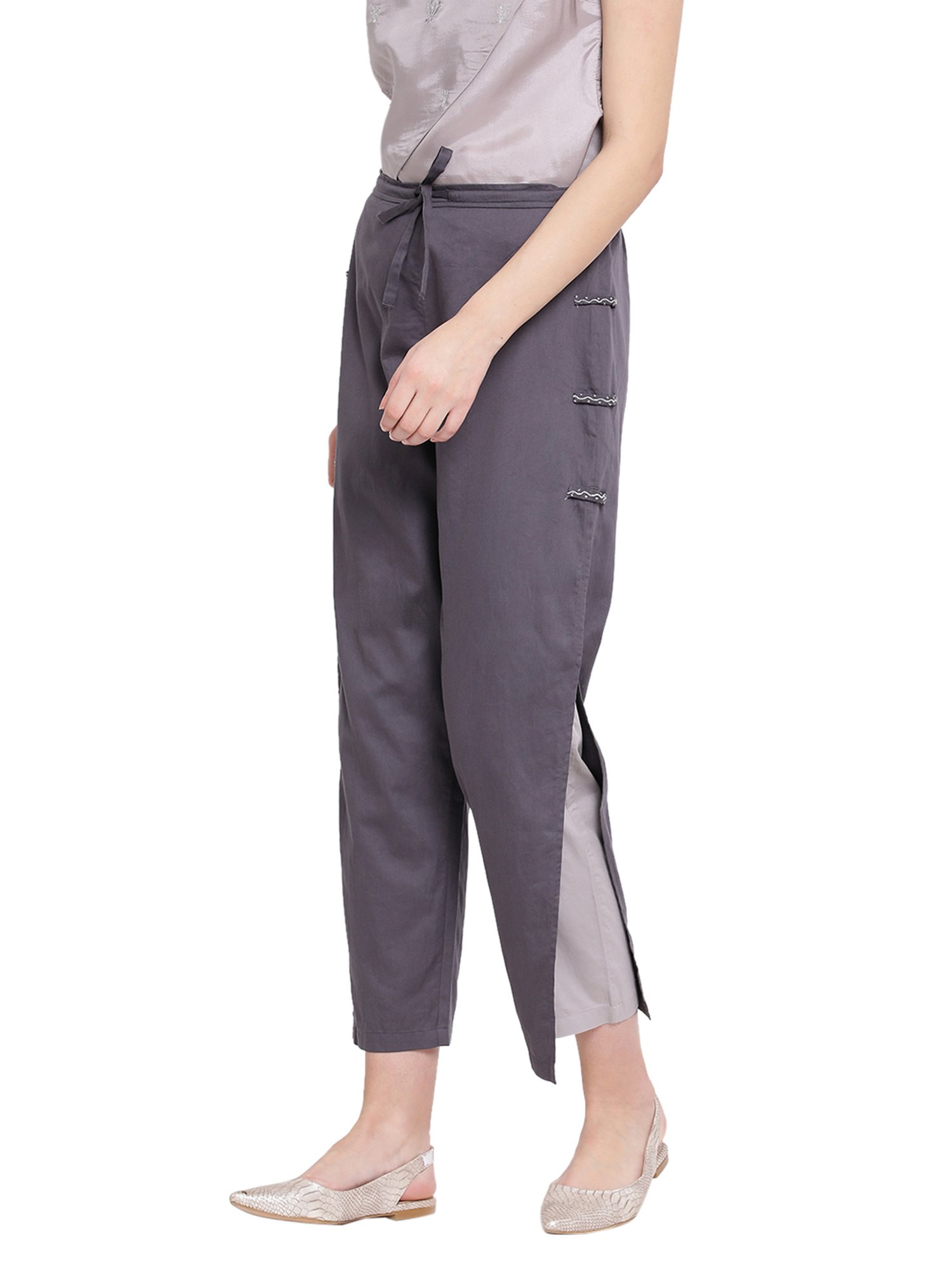 Rooted Charcoal & Ash Cotton Trousers