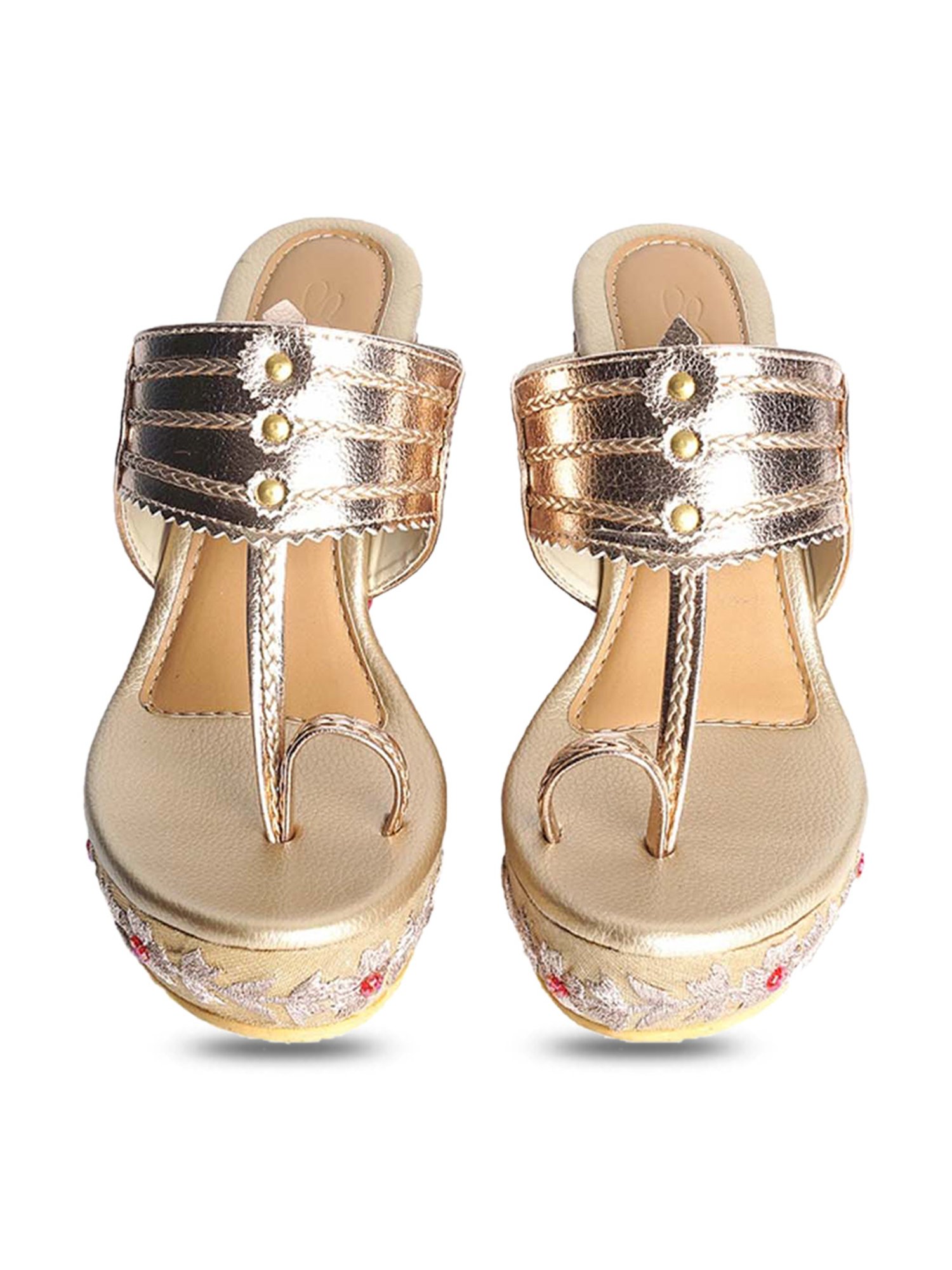 Sole House Women's Gold Toe Ring Wedges