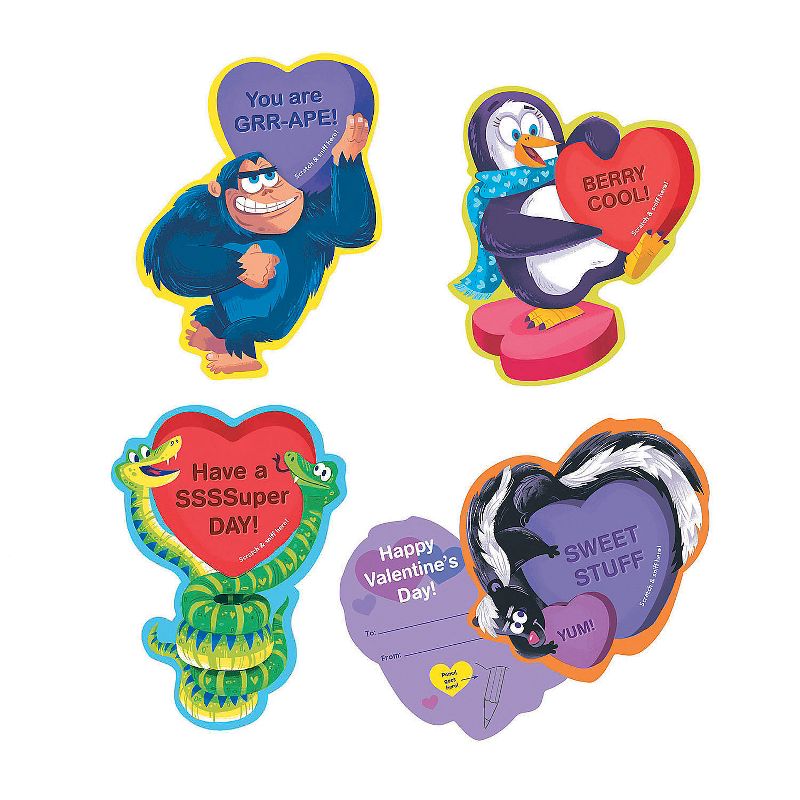 MindWare Scratch & Sniff Pencil Topper Super Fun Valentine Pack - 28 Cards, 28 Envelopes