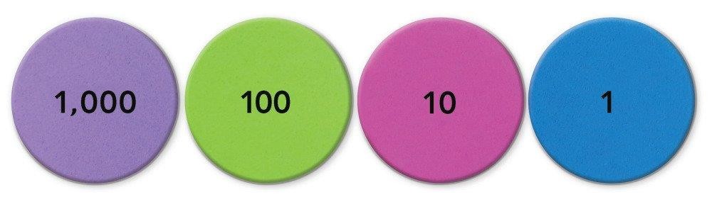 ETA hand2mind Foam Place Value Disks, 4 Values (Pack of 200)