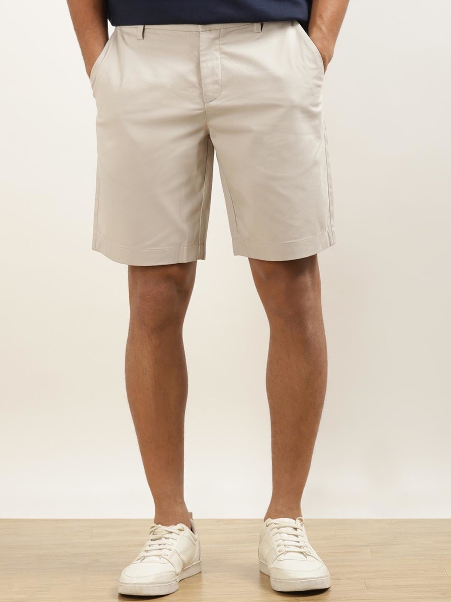 Andamen Grey Cotton Regular Fit Shorts