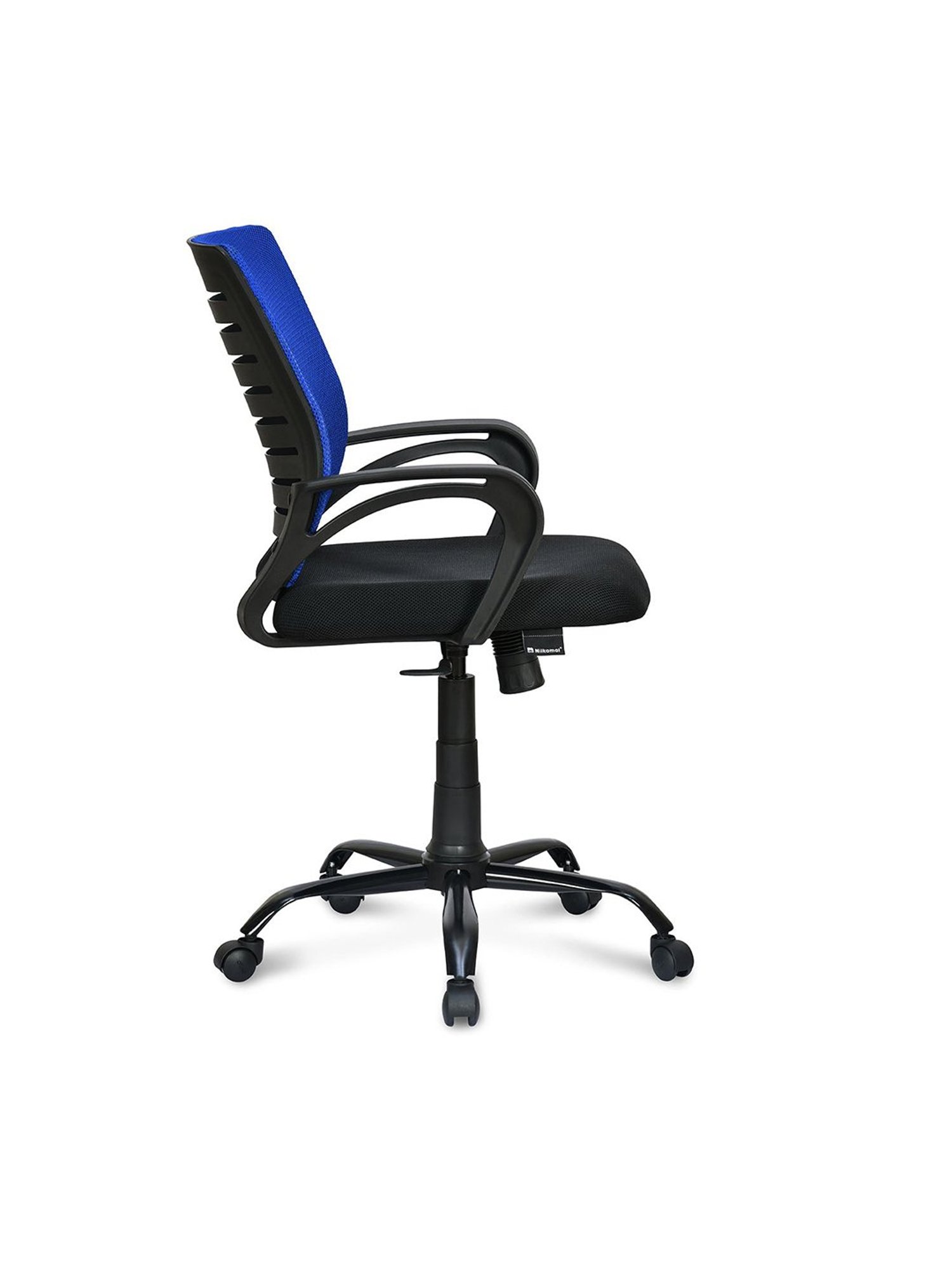 Nilkamal Giza Blue & Black Fabric Ergonomic Mid Back Office Chair with Height Adjustable