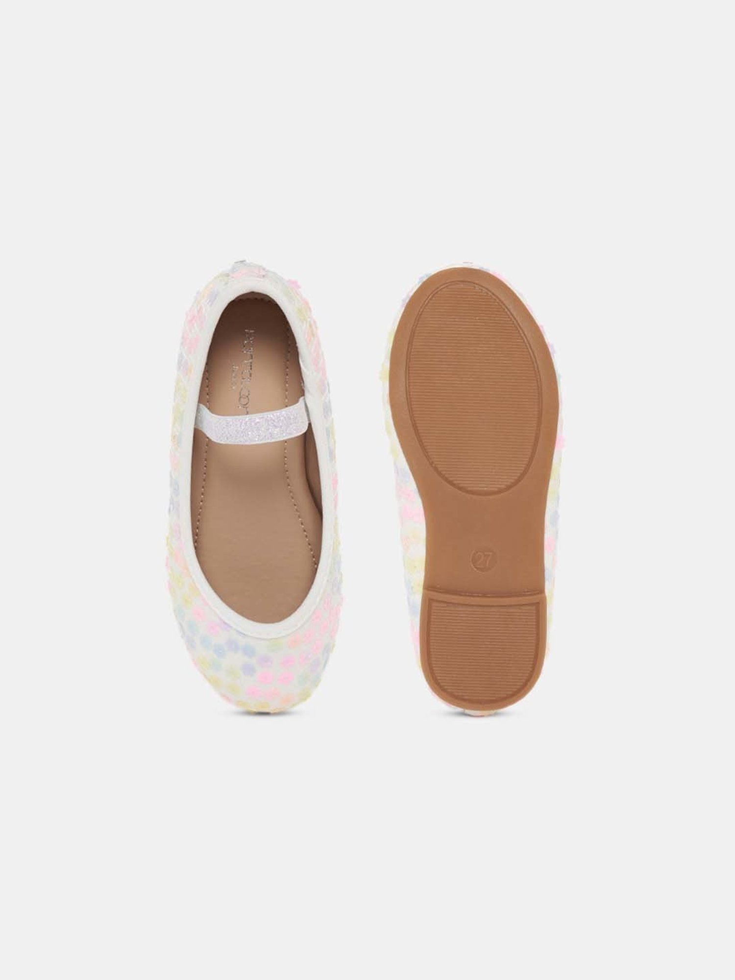 Pantaloons Junior White & Pink Mary Jane Shoes