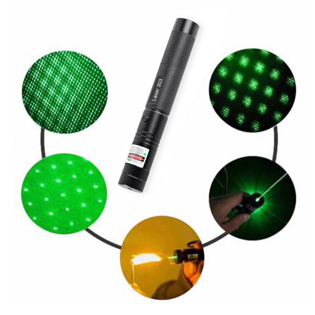 Laser Pointer Presenter High Power Green Laser 303 5MW Lazer Pen Adjustable Focus Remote Beam With Laser 18650 Battery+Charge