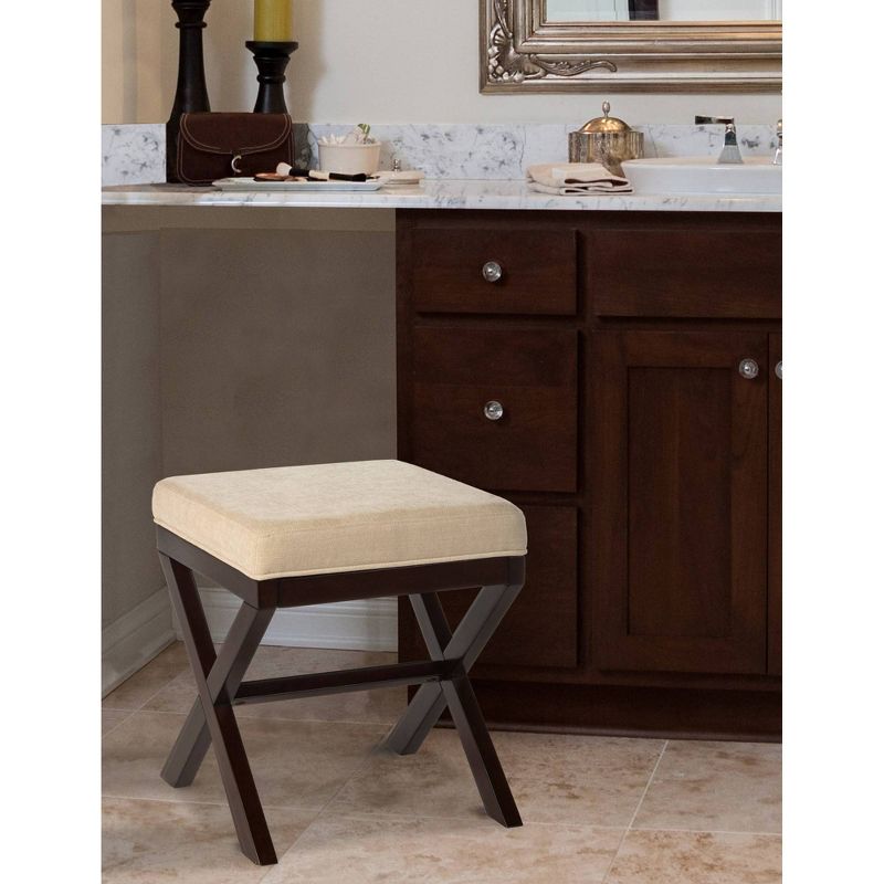 18.5" Morgan Backless Upholstered Wood Vanity Stool Golden Beige - Hillsdale Furniture