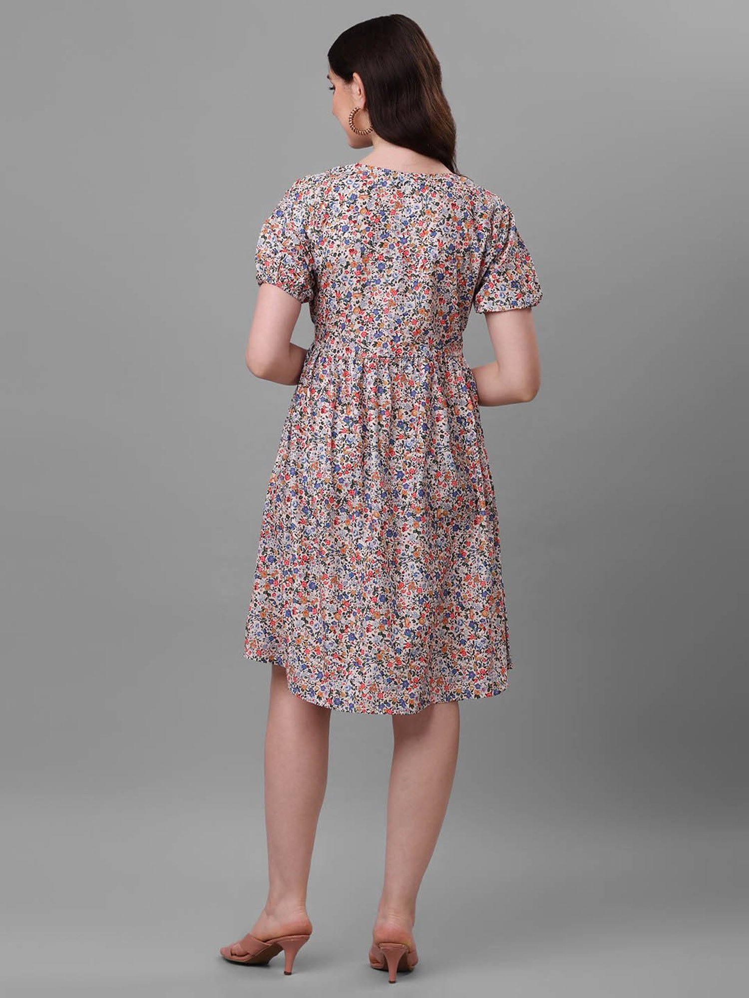 MASAKALI.CO Multicolor Floral Print Fit & Flare Dress