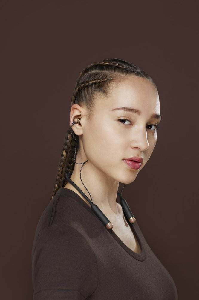 House Of Marley Smile Jamaica Wireless Neckband Bluetooth Headphones with Mic, Signature Black, EM-JE083-SB