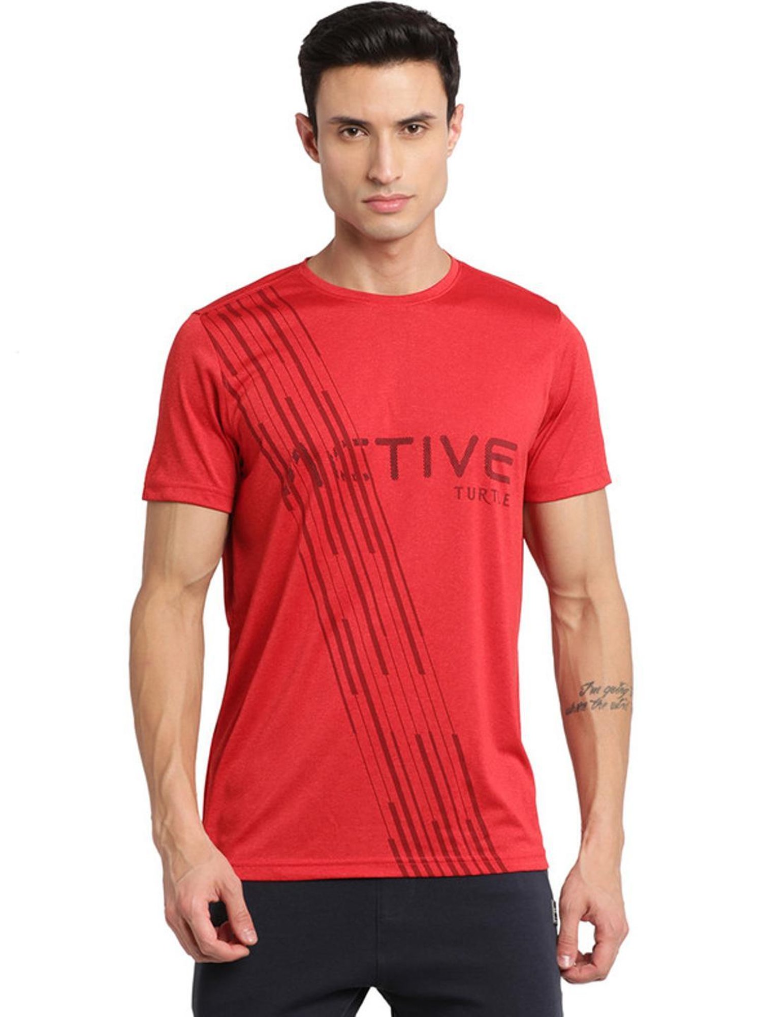 Turtle Red Slim Fit Printed T-Shirts