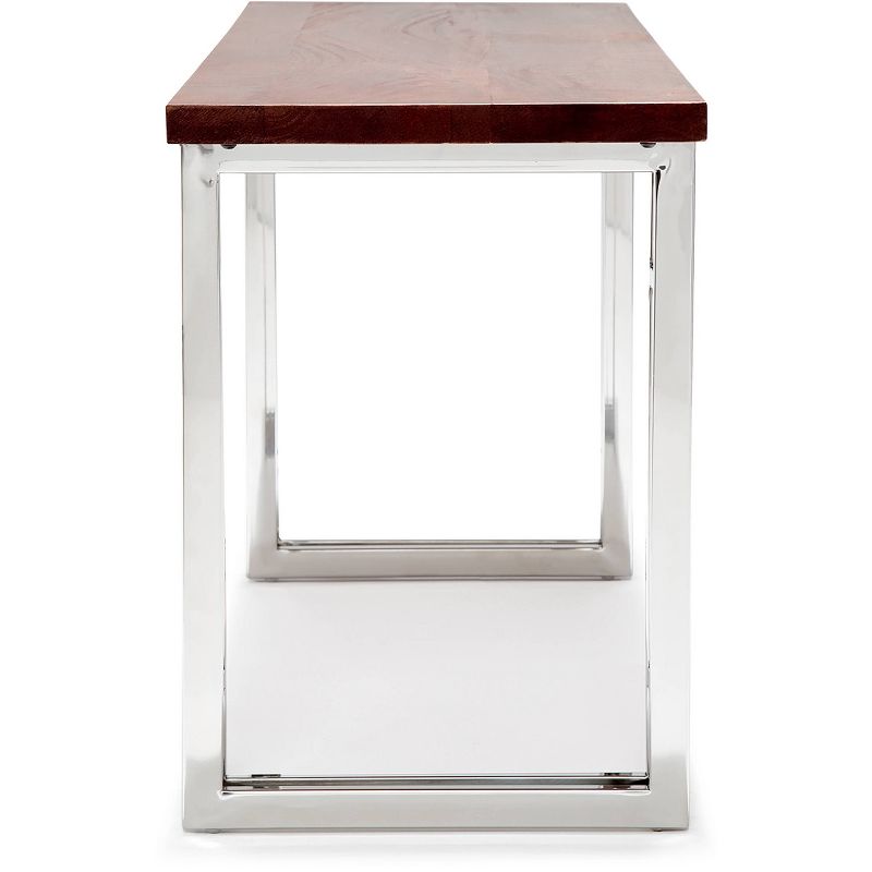 Highline Stainless Steel Metal Bench Dark Walnut Brown - Finch