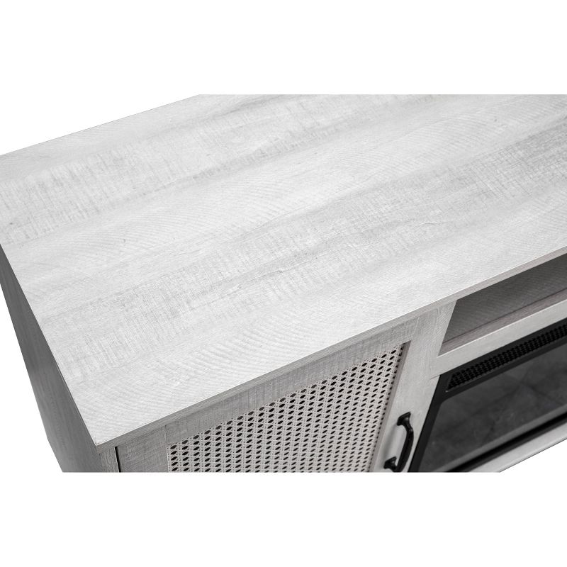 54" Transitional Electric Fireplace Saw Cut TV Stand for TVs up to 60" Off White - Home Essentials