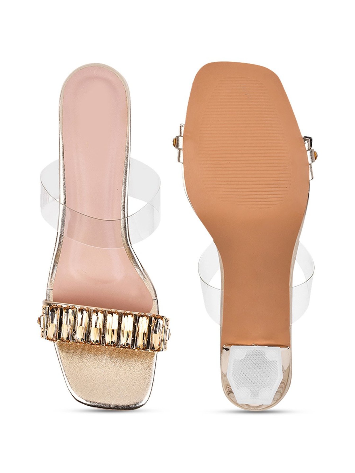 The White Pole Women's Golden Casual Sandals