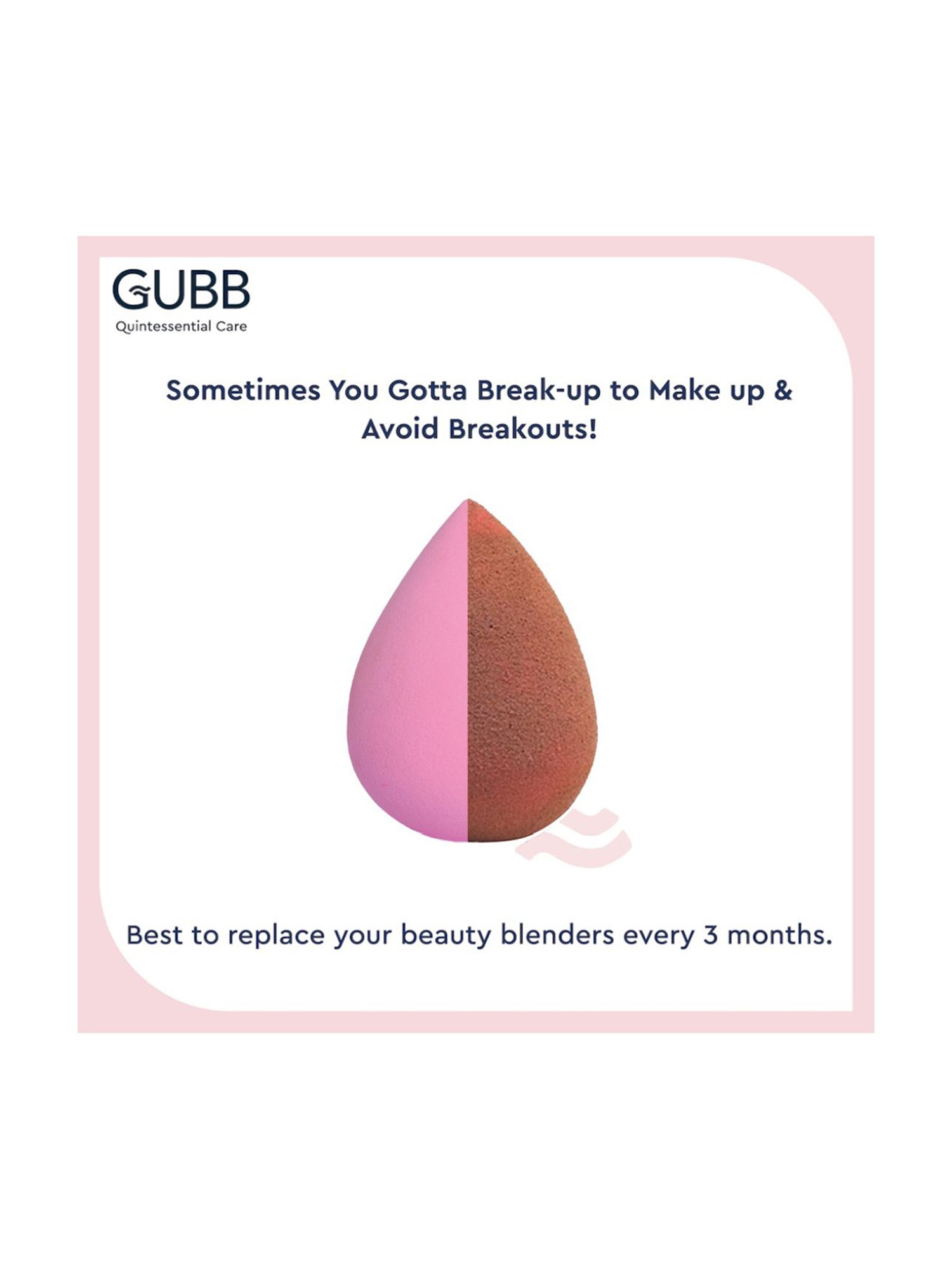 GUBB Beauty Blender Makeup Sponge for Face Light Pink