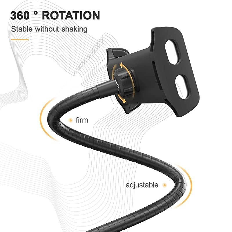 Gooseneck Tablet Stand & Cell Phone Holder,Universal 360&deg; Flexible Tablet Mount| Lazy Arm Holder Clamp Mount Bracket Bed Dock Compatible with Pad Mini/Air 2/3/4,Tab 2 3 and 4.7-10.5" Devices