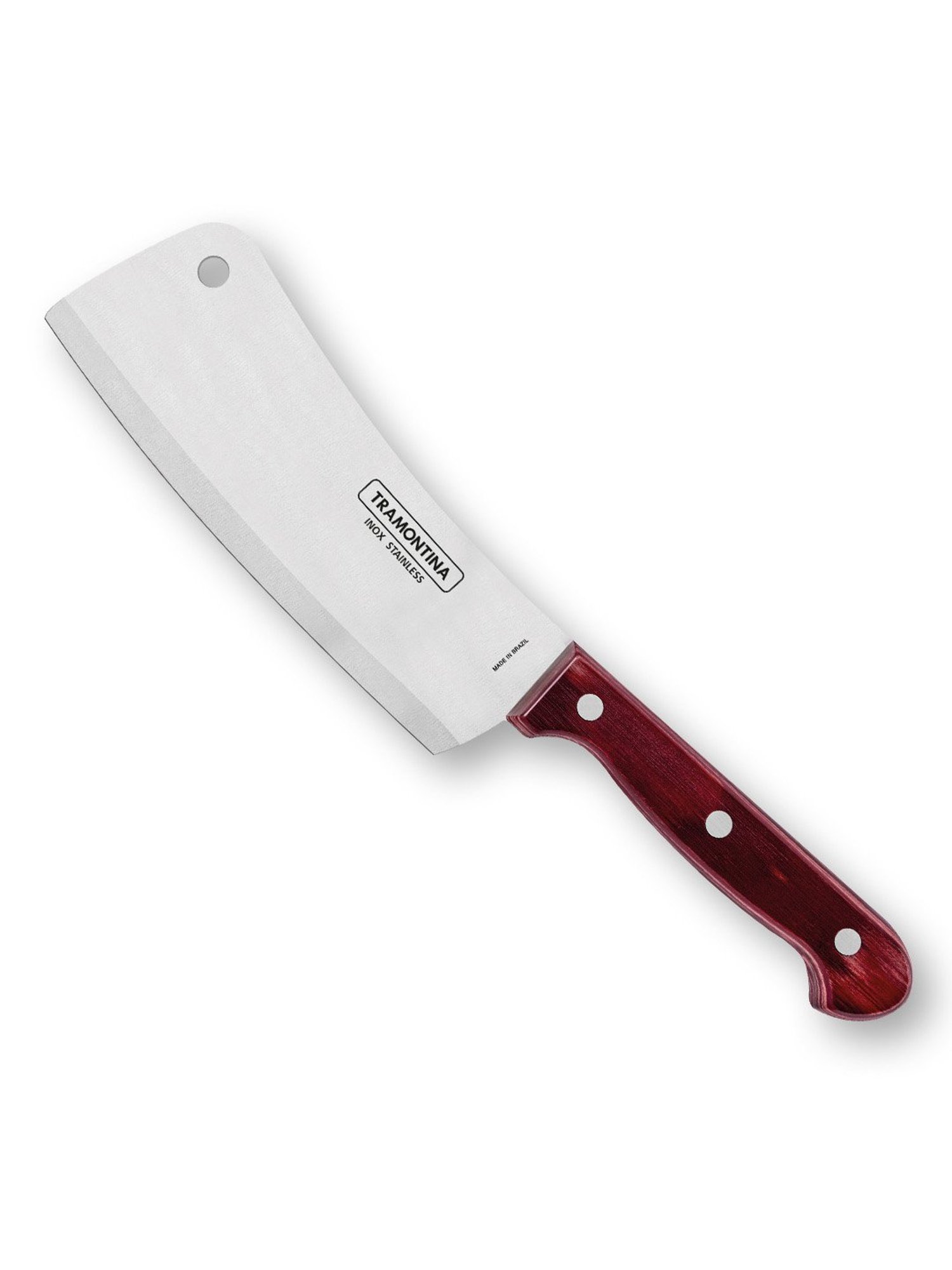 Tramontina Polywood Stainless Steel Cleaver Knife 6" Plain Edge Polywood Handle Kitchen Knife