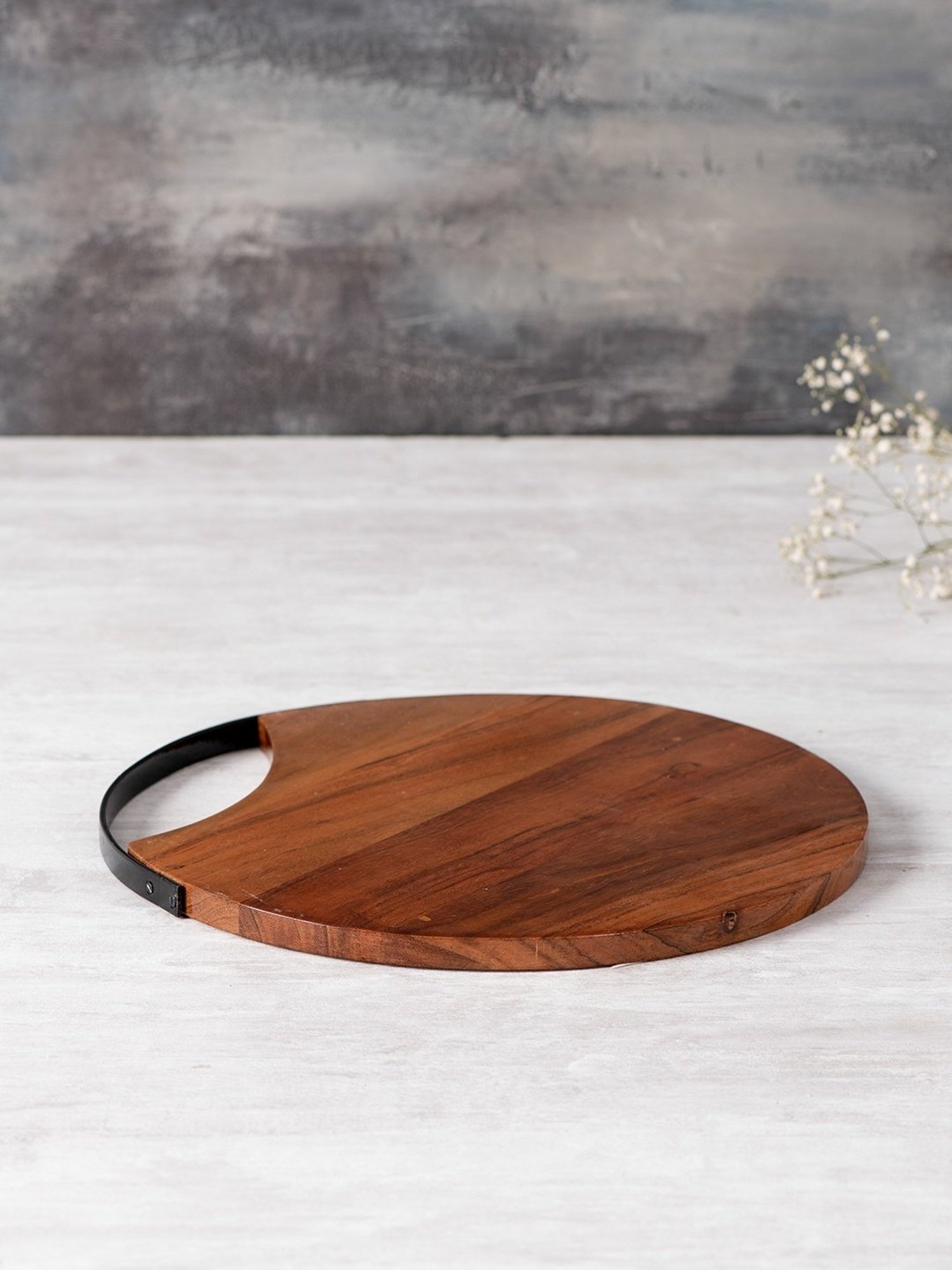 Nestroots Brown Wood Cutlery Holder & Cheese Board Combo