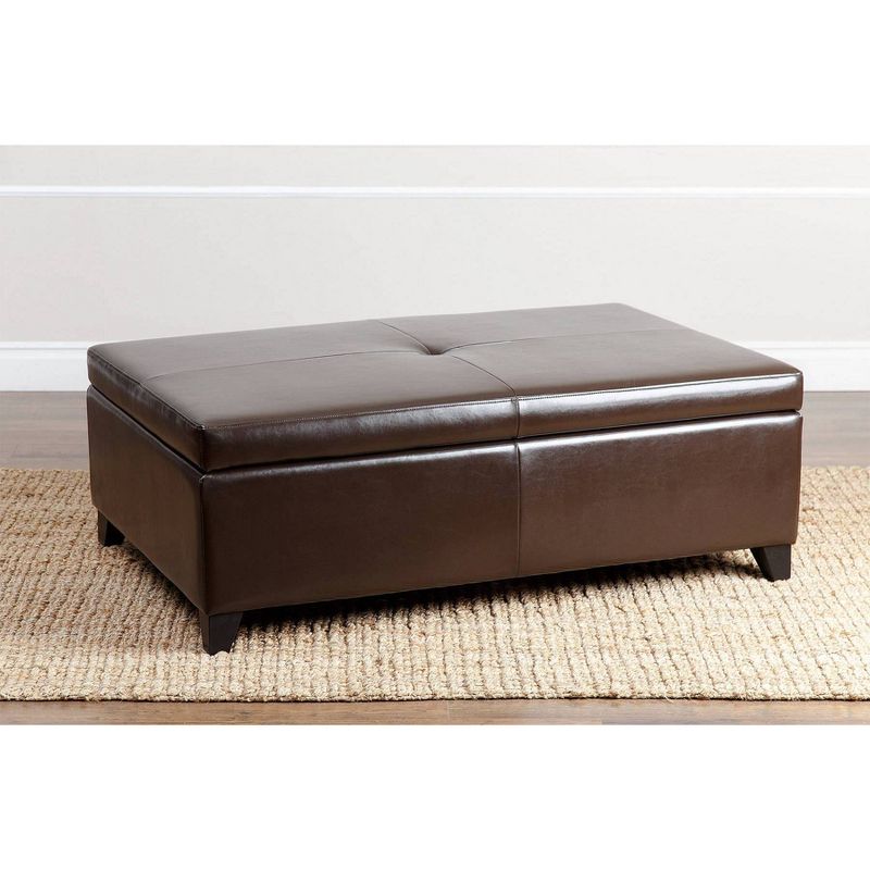 Dylan Bonded Leather Flip-Top Storage Ottoman Brown - Abbyson Living