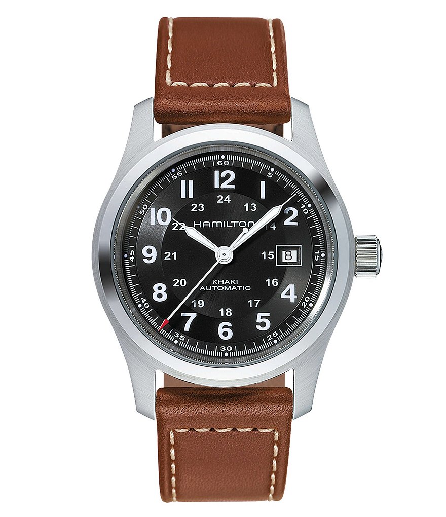 Hamilton Khaki Field Automatic Brown Leather-Strap Watch
