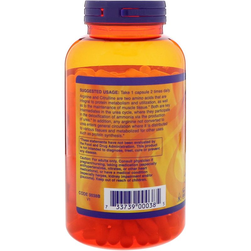 Now Foods Sports, Arginine & Citrulline, 240 Veg Capsules, Dietary Supplements