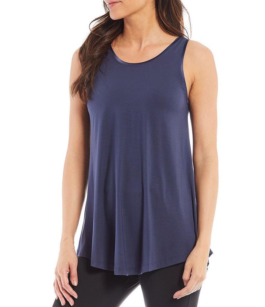 Modern Movement Swing Stretch Knit Jewel Neck Sleeveless Tank