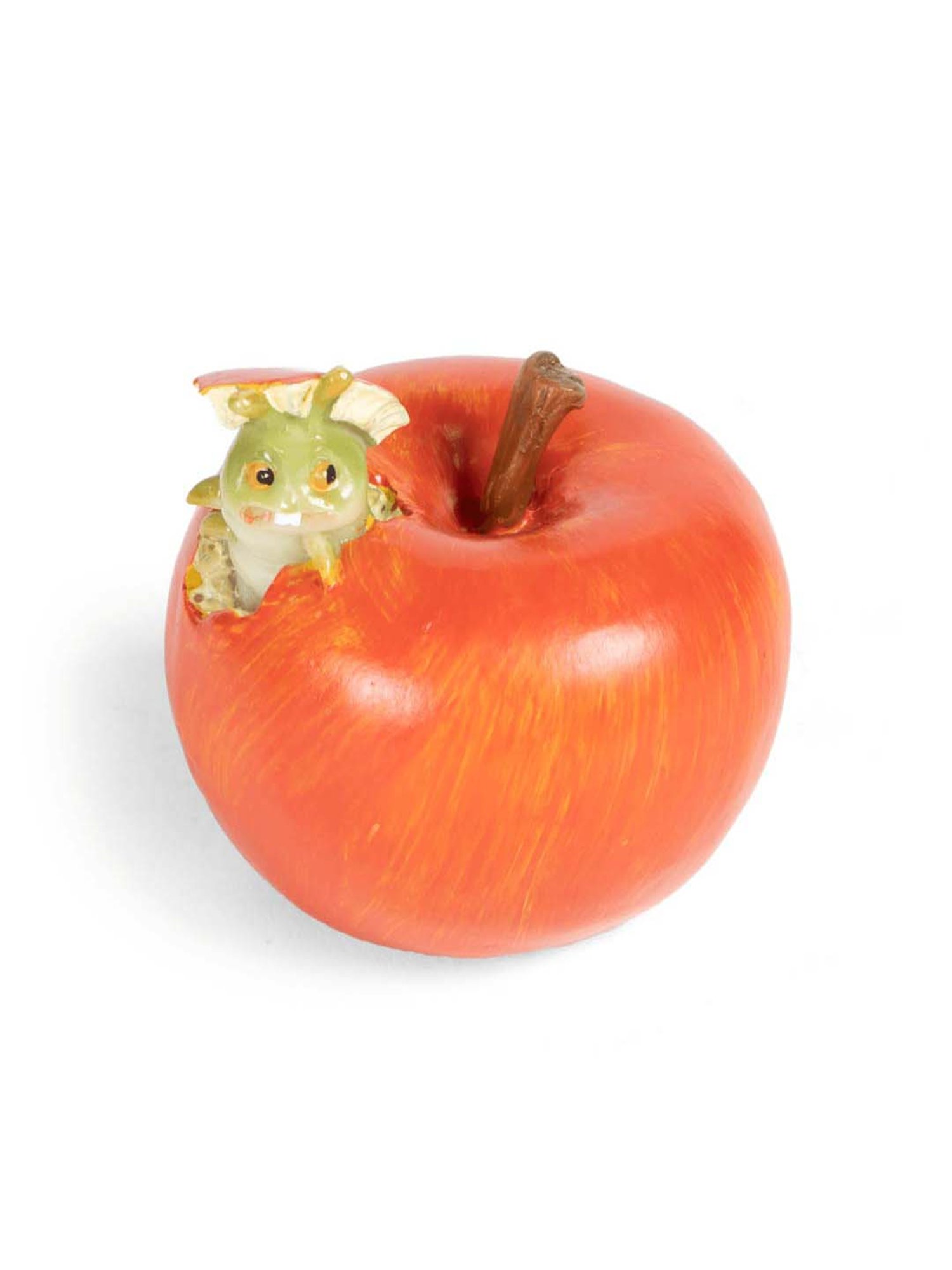 Home4U Red & Green Polyresin 6 cm Caterpillar With Apple Showpiece - Set of 1
