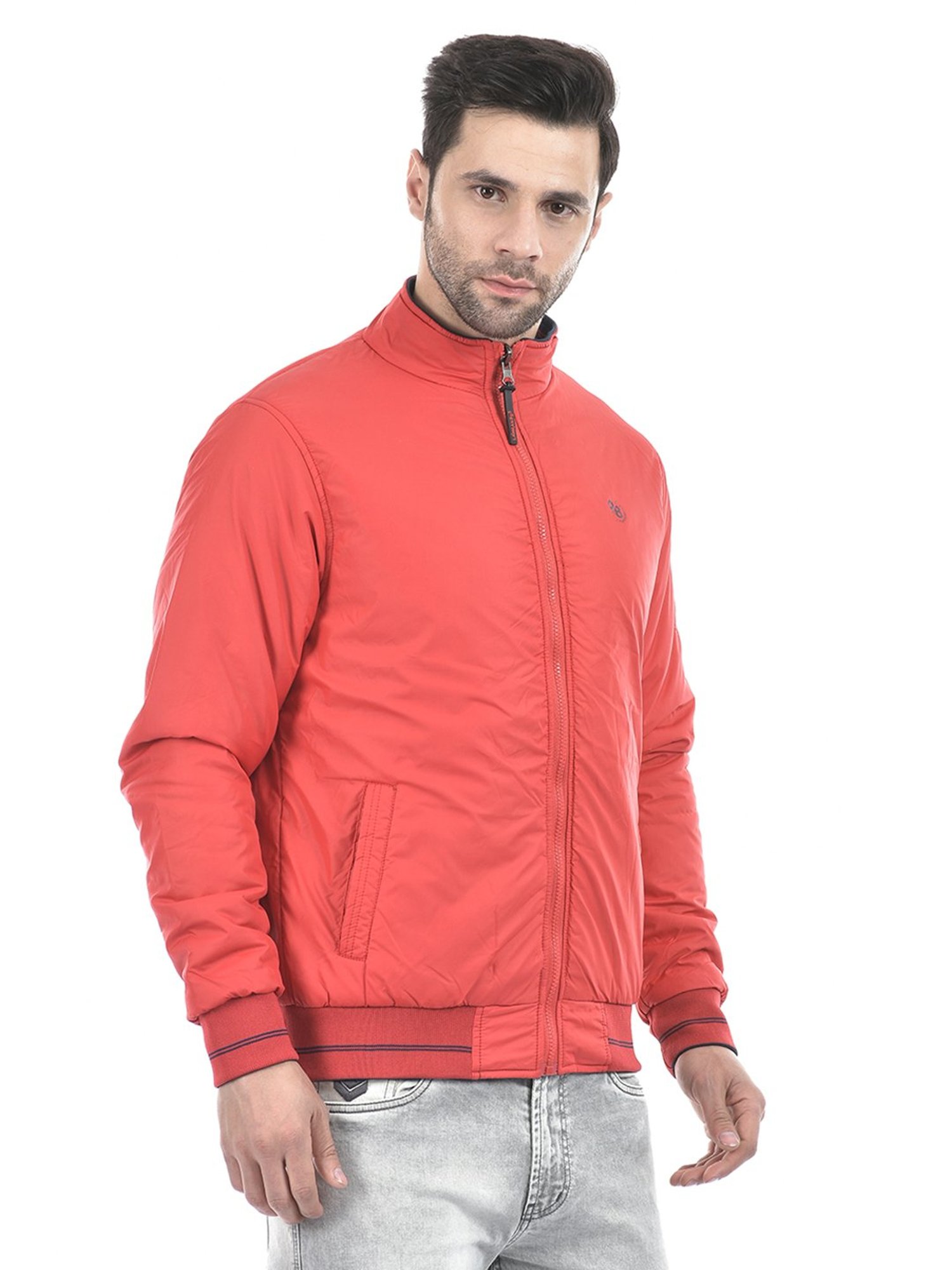 Lawman Pg3 Red & Navy Regular Fit Cotton Reversible Jacket